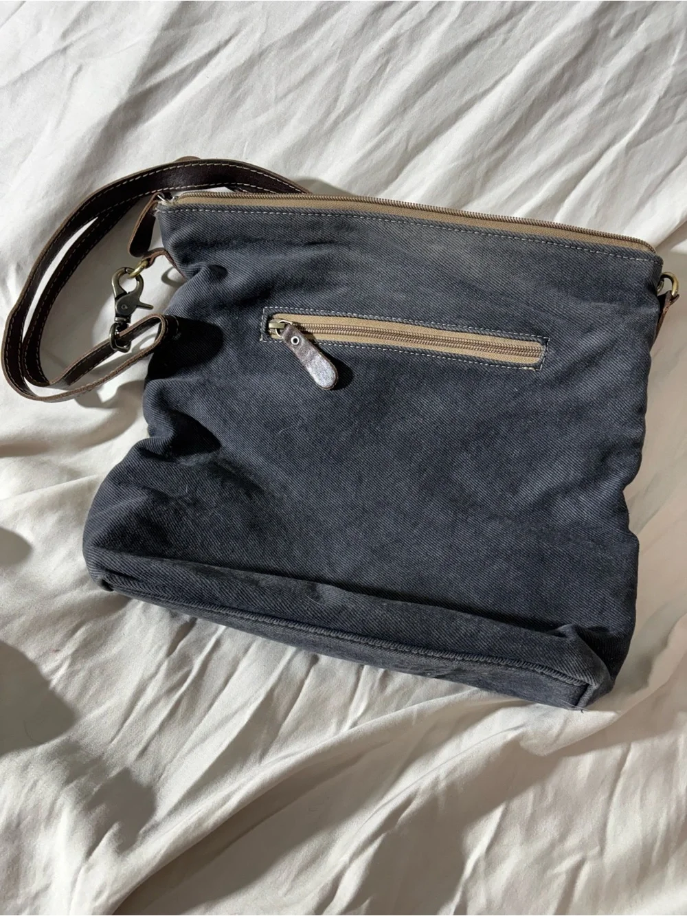 Myra Bag Brown and Black Boho Crossbody with Turquoise Accent